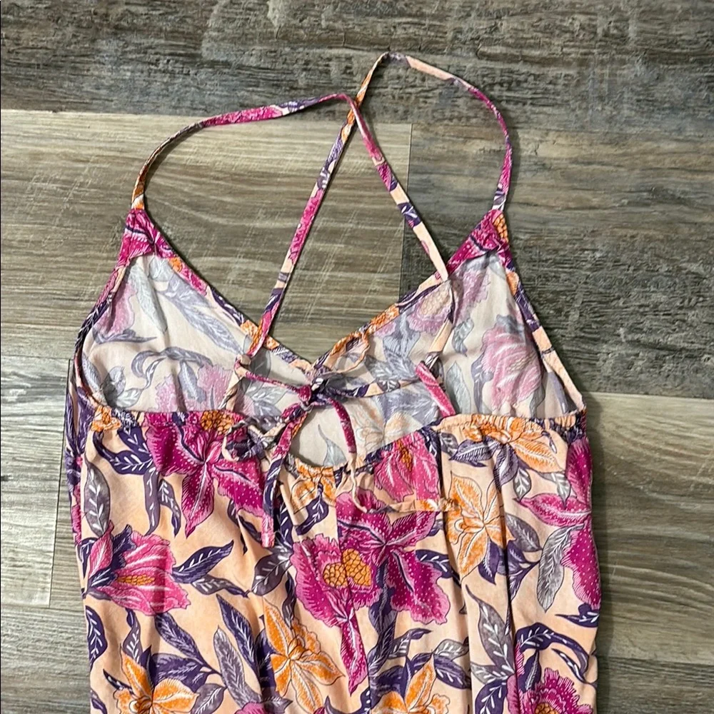 Old Navy Floral Print Dress with Purple and Orange Accents - Picture 4 of 6